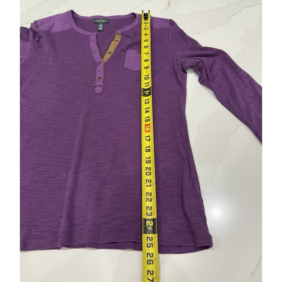 Lauren Ralph Lauren Henley Shirt Womens Large Purple Faux Leather Trim‎ - Picture 6 of 8